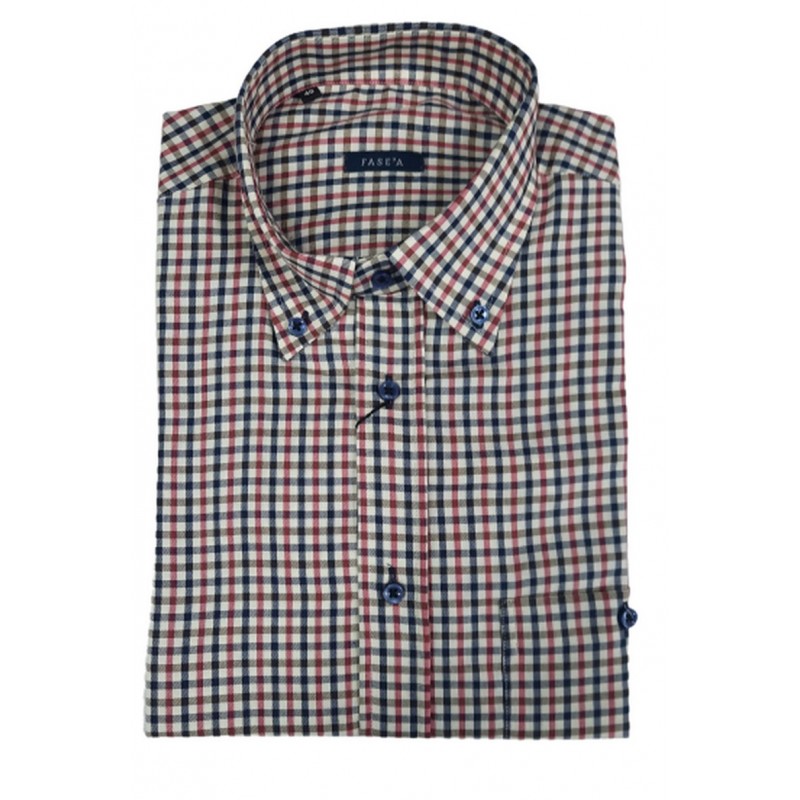 CAMISA CABALLERO FRANELA CUADROS ROJOS