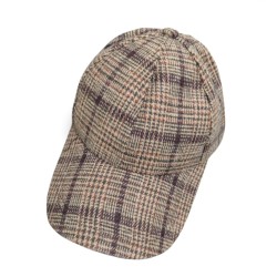 GORRA VISERA CUADROS CAMEL/MARRÓN
