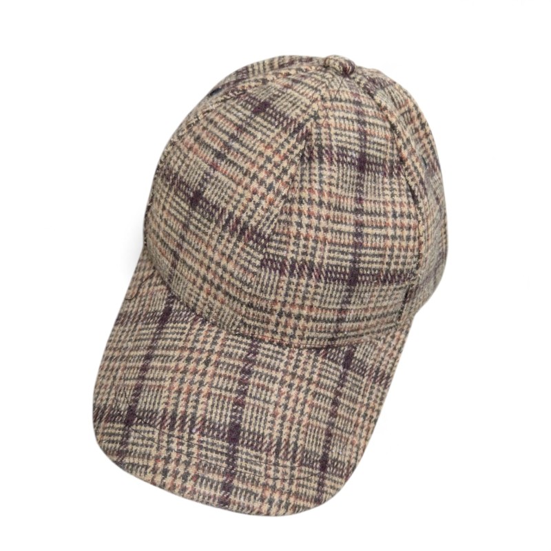 GORRA VISERA CUADROS CAMEL/MARRÓN