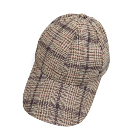GORRA VISERA CUADROS CAMEL/MARRÓN