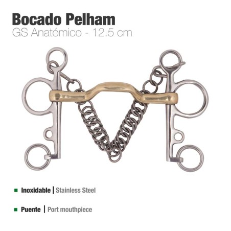 BOCADO PELHAM GS ANATÓMICO INOX 12.5CM