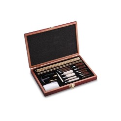 KIT DE LIMPIEZA PARA ARMAS VARIOS CALIBRES CON ESTUCHE DE MADERA